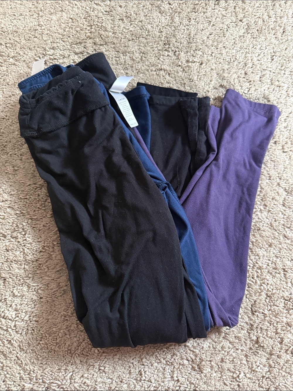 LuLaRoe Kids Stretch Leggings Pack — Black, Navy, Purple